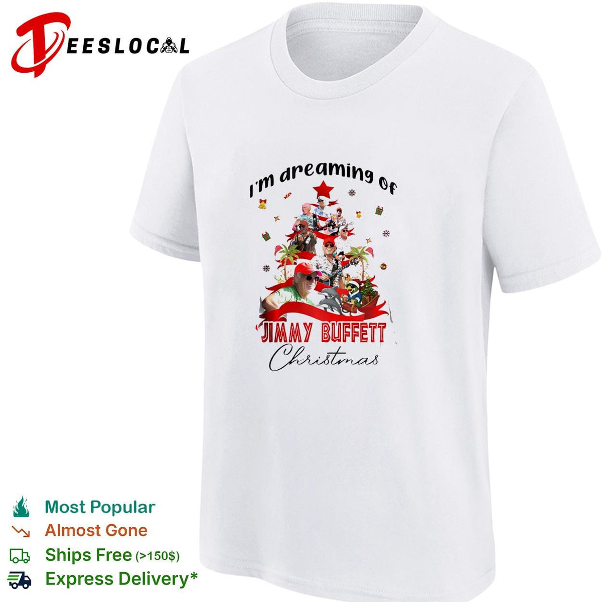 I’m dreaming of a Jimmy Buffett Christmas musician collage parrot poster shirt