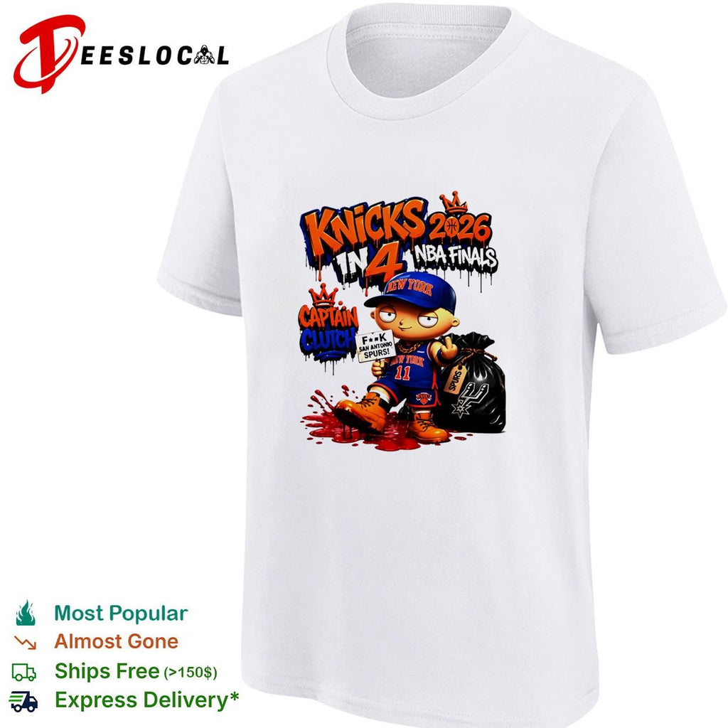 In 4 Captain Clutch Jalen Brunson Stewie Griffin Middle Finger Anti San Antonio Spurs Finals 2026 shirt