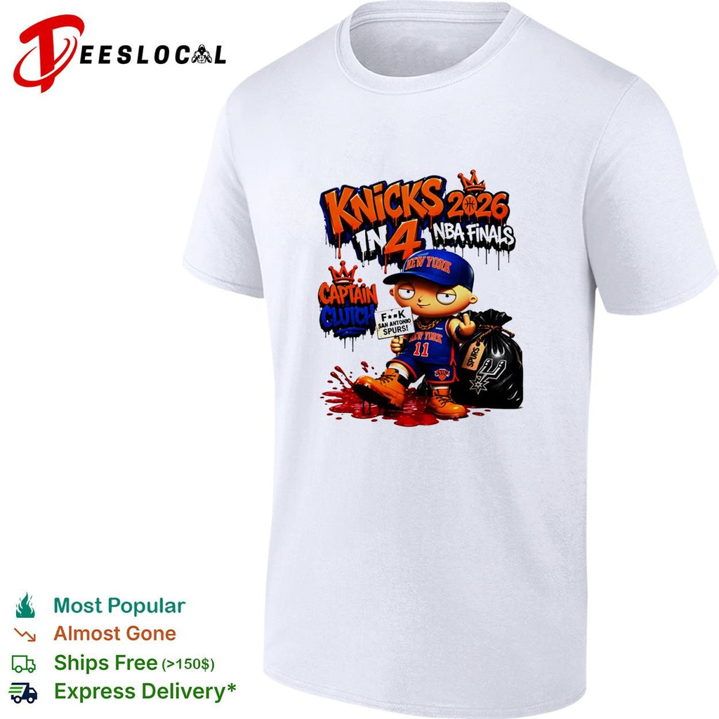 In 4 Captain Clutch Jalen Brunson Stewie Griffin Middle Finger Anti San Antonio Spurs Finals 2026 shirt
