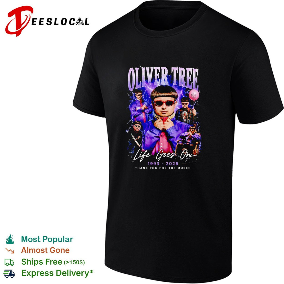 In memory of Oliver Tree collage portraits life goes on tribute shirt