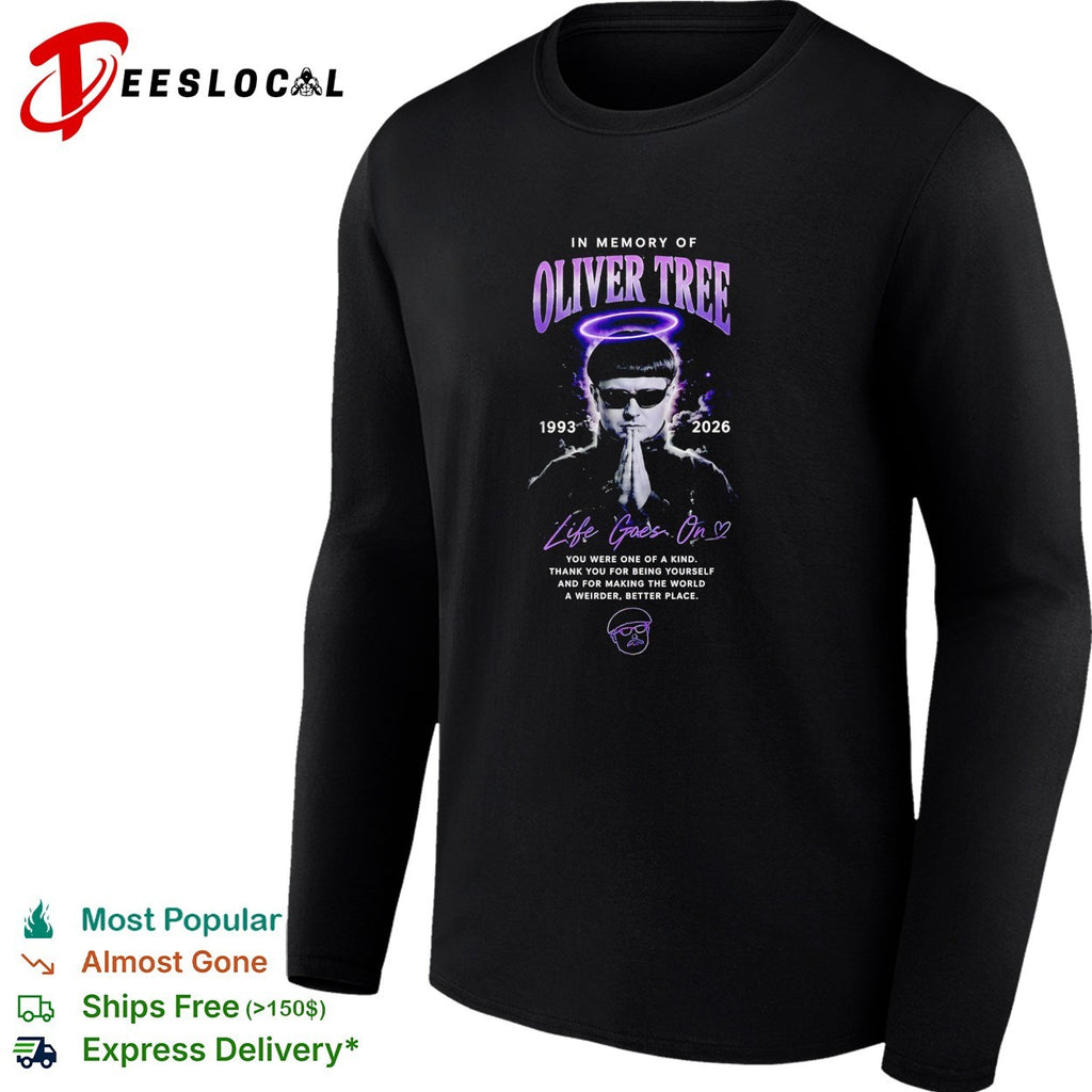 In memory of Oliver Tree halo portrait praying hands tribute shirt