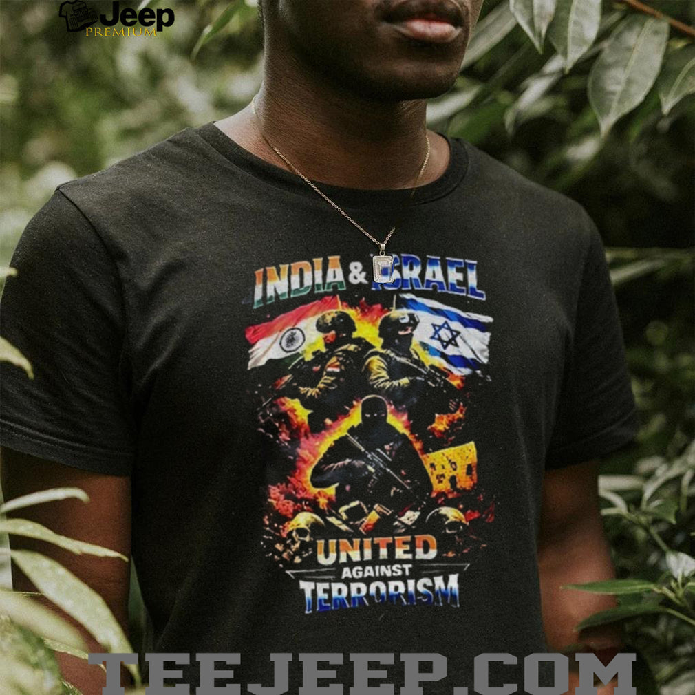 India and Israel United Against Terrorism Flags Military Vintage T Shirt