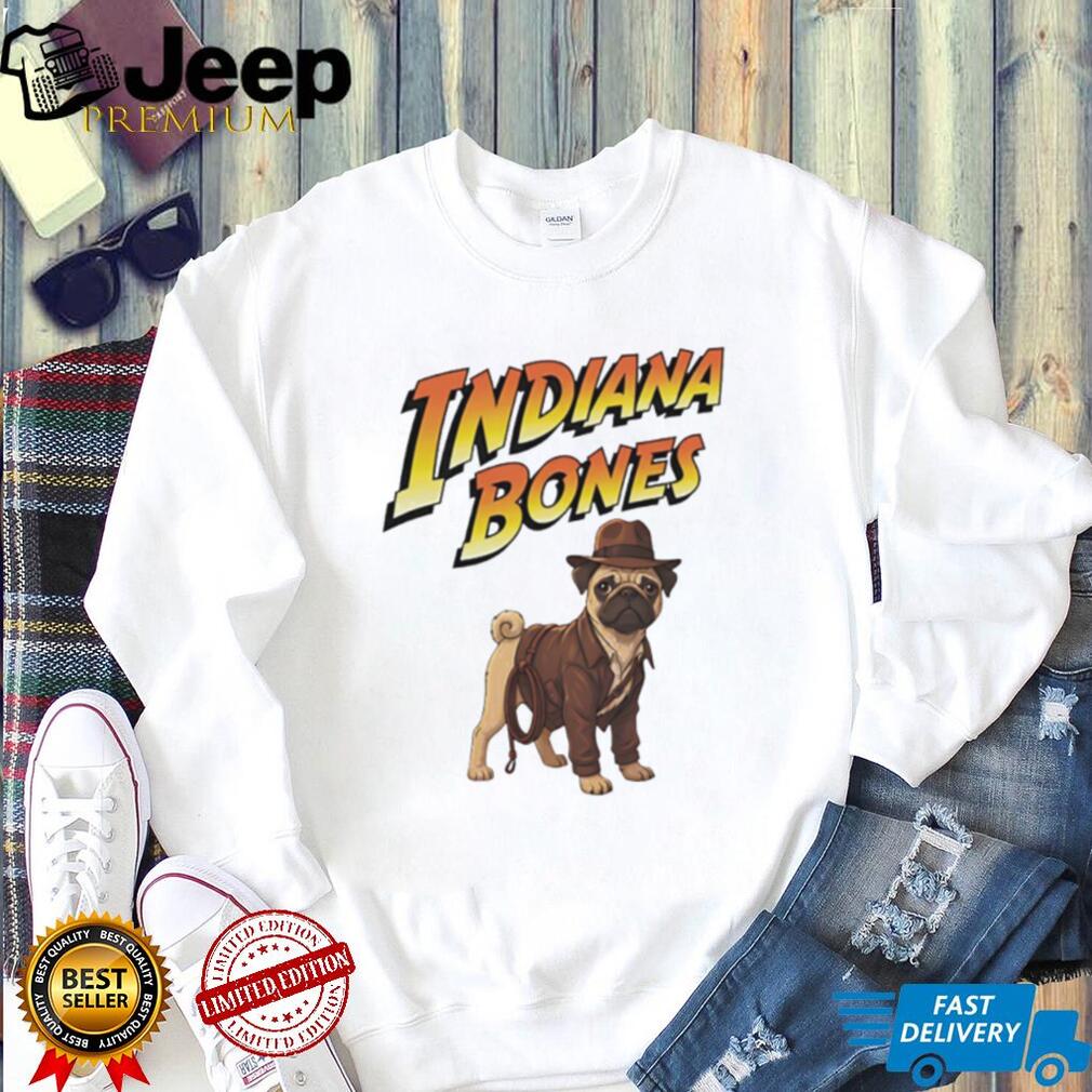 Indiana Bones Funny Pug Dog Indiana Jones Parody T Shirt