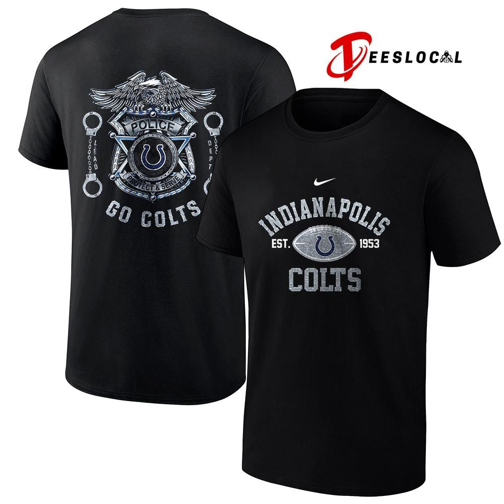 Indianapolis Colts law enforcement tribute protect and serve logo shirt