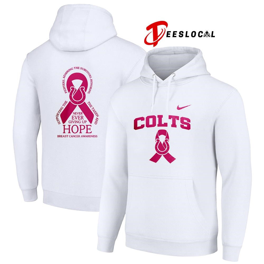 Indianapolis Colts never ever giving up hope breast cancer awareness shirt