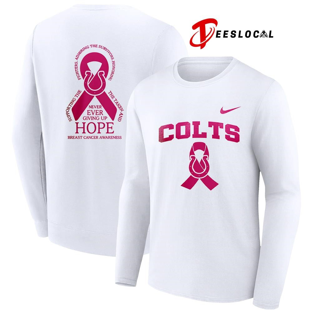 Indianapolis Colts never ever giving up hope breast cancer awareness shirt