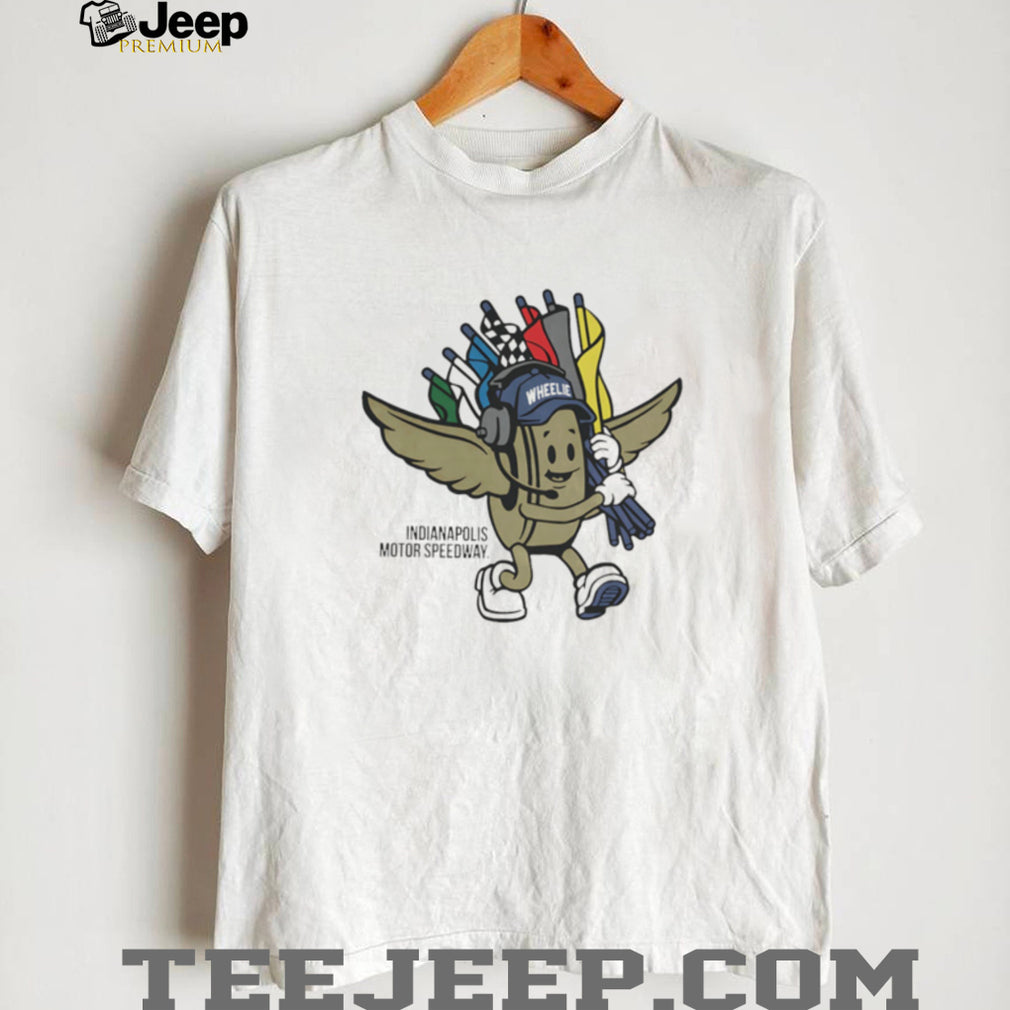 Indianapolis Motor Speedway Wheelie Mascot Racing Flags T Shirt