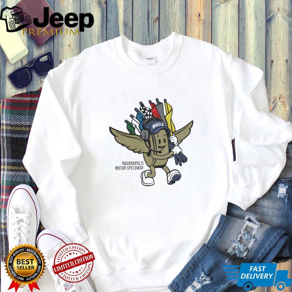 Indianapolis Motor Speedway Wheelie Mascot Racing Flags T Shirt