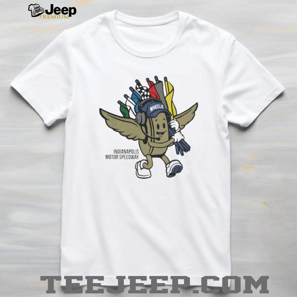 Indianapolis Motor Speedway Wheelie Mascot Racing Flags T Shirt