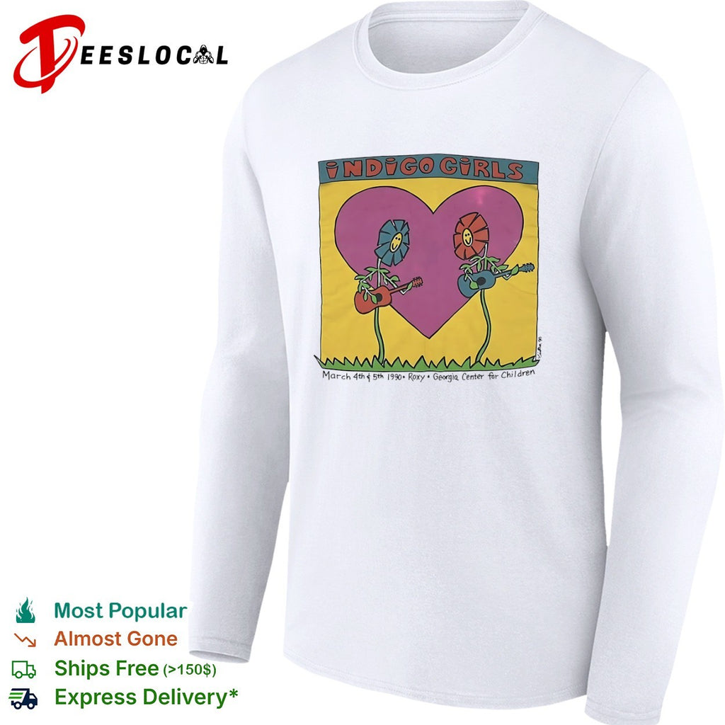 Indigo Girls flower guitars March 4th 5th 1990 Roxy Georgia Center for Children shirt