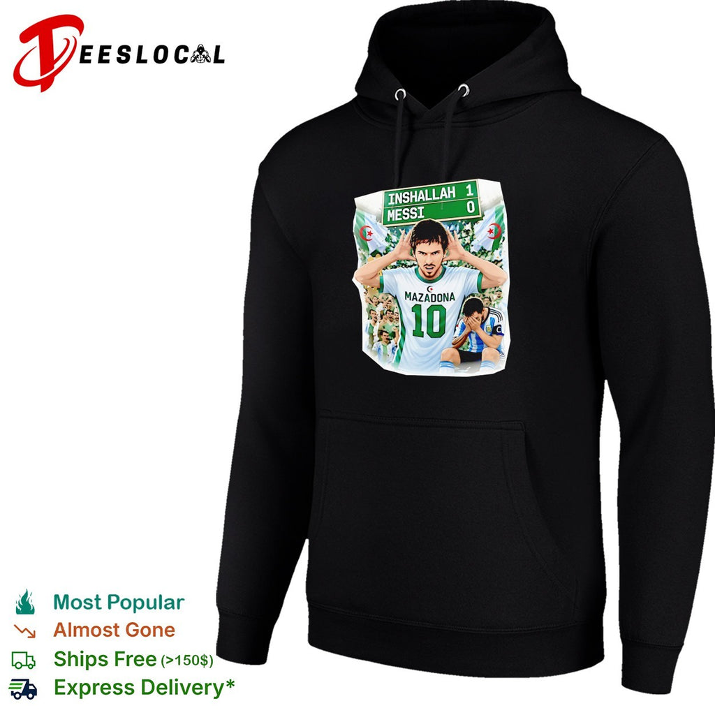 Inshallah one Messi zero scoreboard soccer fan torn poster shirt