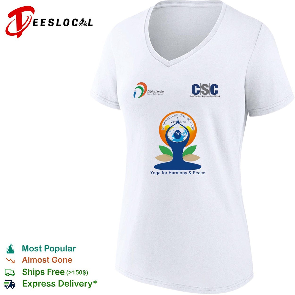 International Day of Yoga 21st June Digital India CSC Yoga for Harmony and Peace shirt