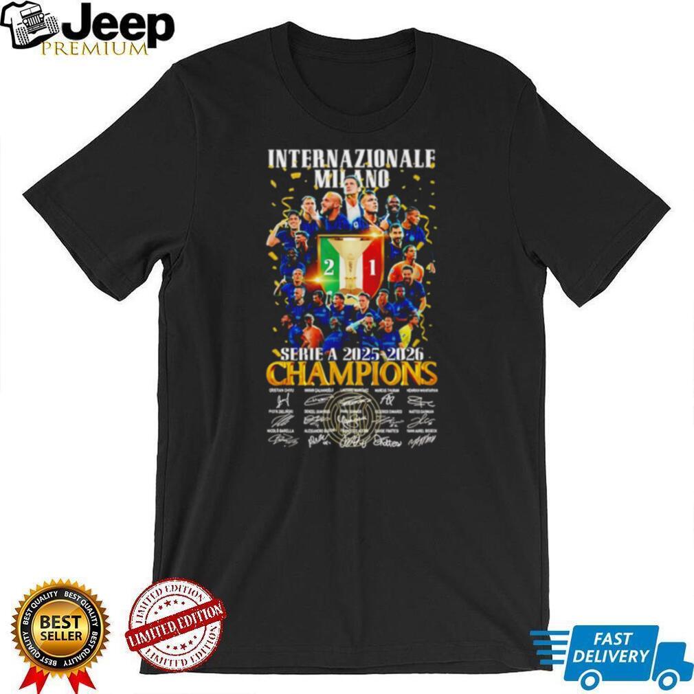 Internazionale Milano Serie A 2025 2026 Champions T Shirt Inter Milan Squad Signatures T Shirt