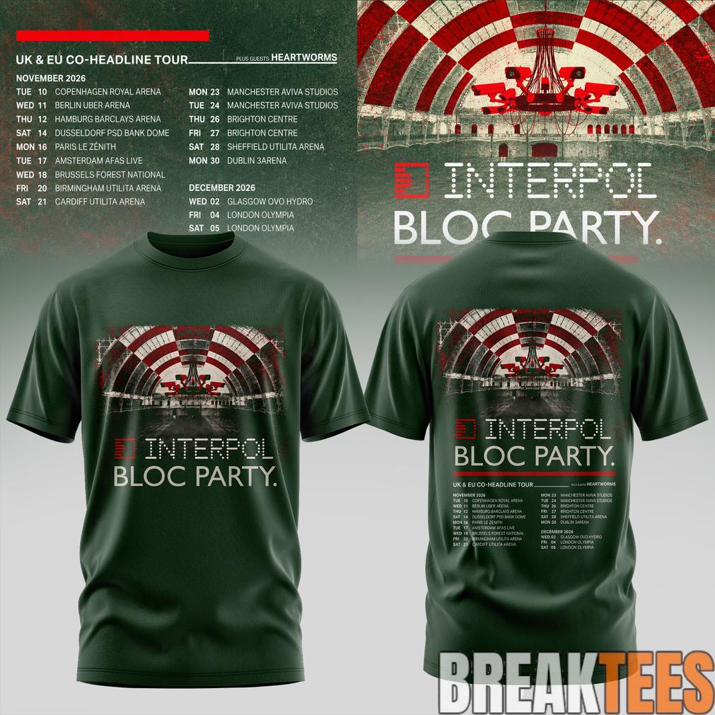 Interpol X Bloc Party – UK & EU Tour 2026 Green Hoodie