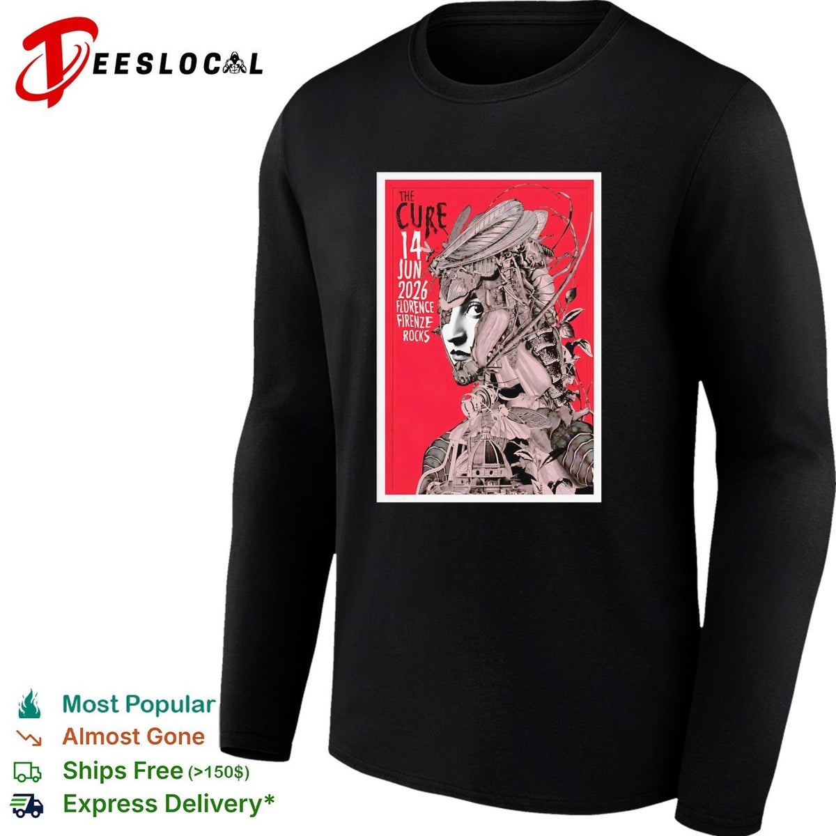 Intricate mechanical woman figure rock band Florence Firenze Rocks June 14 2026 concert framed poster art shirt