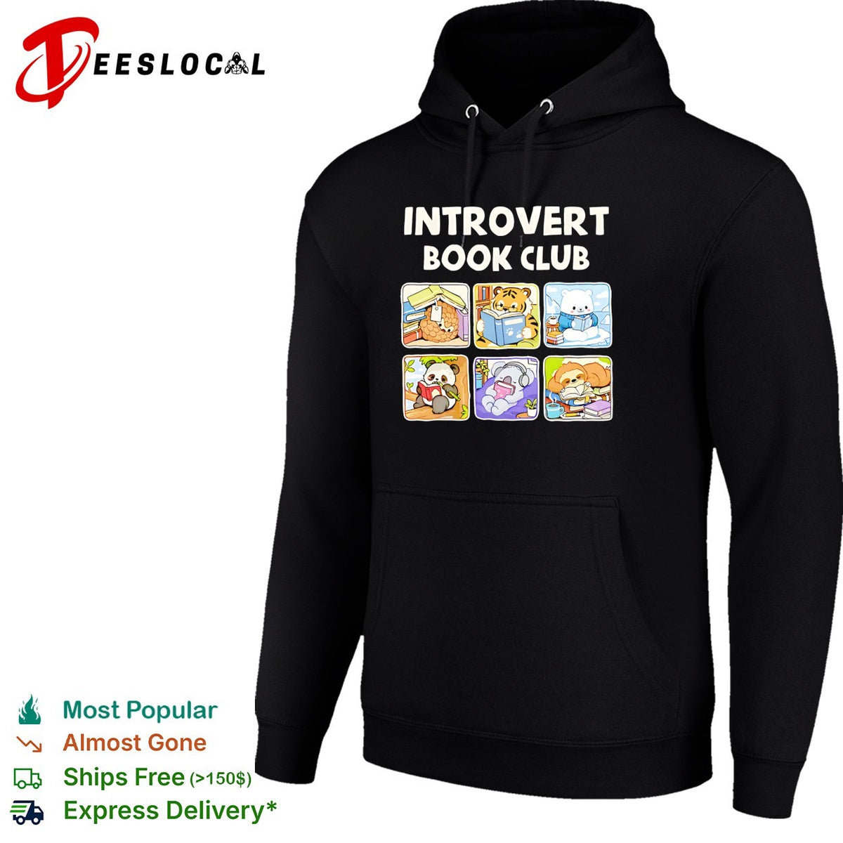 Introvert Book Club cute animals reading books tiger panda sloth art shirt