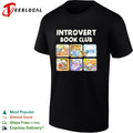 Introvert Book Club cute animals reading books tiger panda sloth art shirt