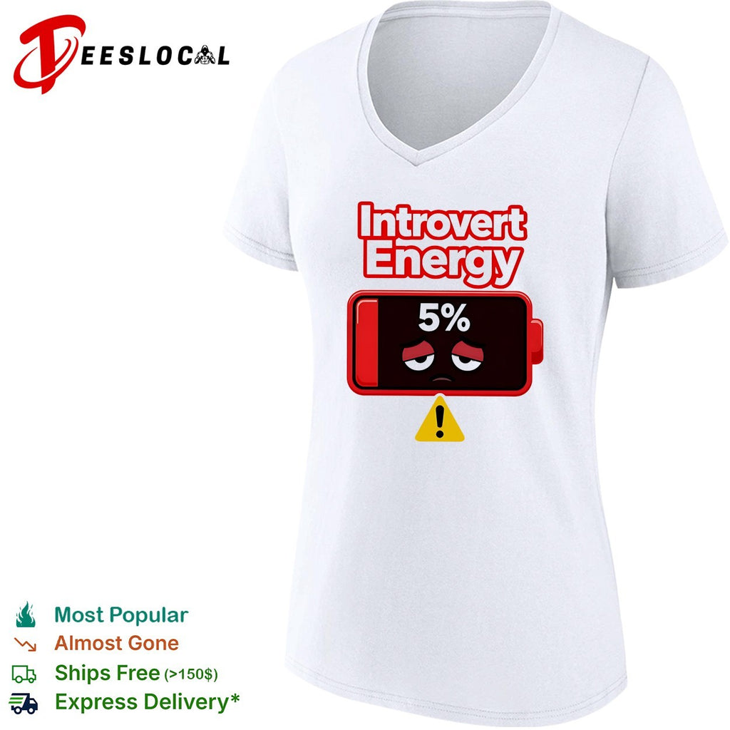 Introvert energy 5 percent low battery icon shirt