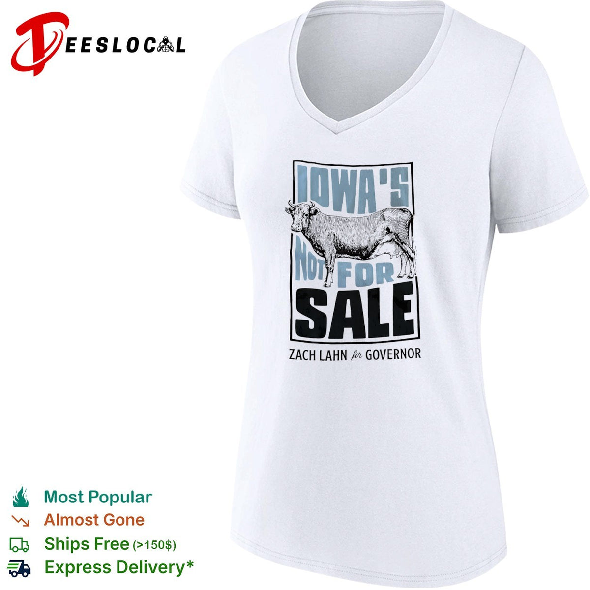 Iowa s Not for Sale Zach Lahn for Governor Cow Farm Political Campaign shirt