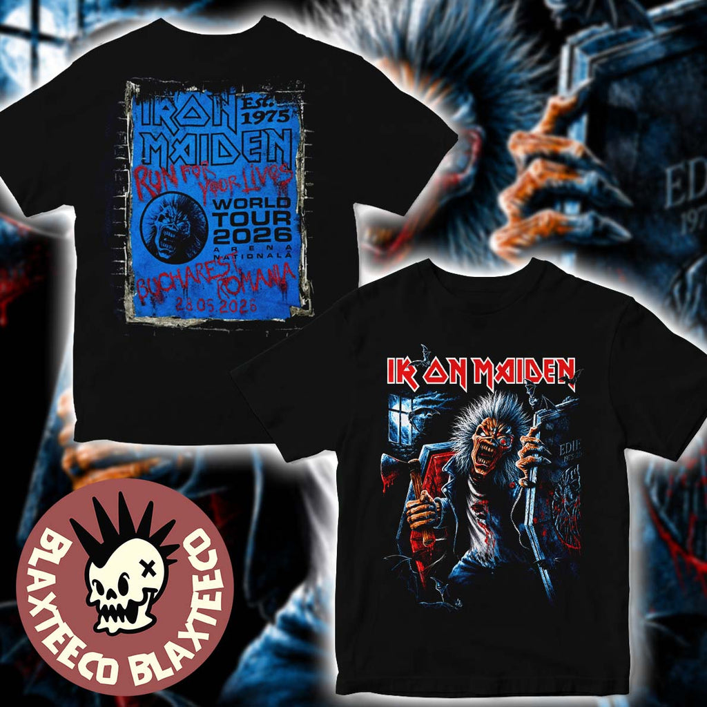 Iron Maiden Bucharest Romania 2026 Tour Exclusive Event Tee At Arena Nationala On 28 May 2026 Eddie In The Coffin T-Shirt