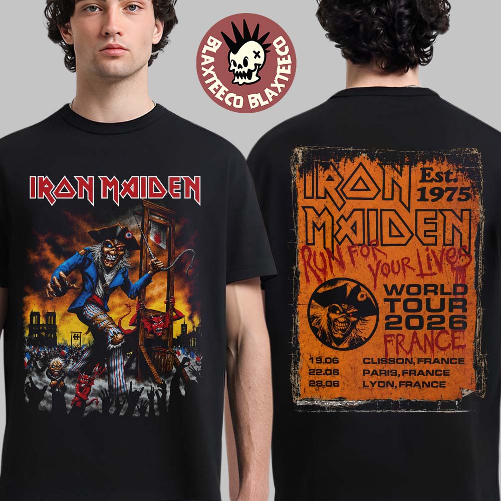 Iron Maiden France 2026 Tour Exclusive Event Tee For Clisson Paris And Lyon On 19 22 And 28 June 2026 Eddie Sans-culottes French Revolution T-Shirt