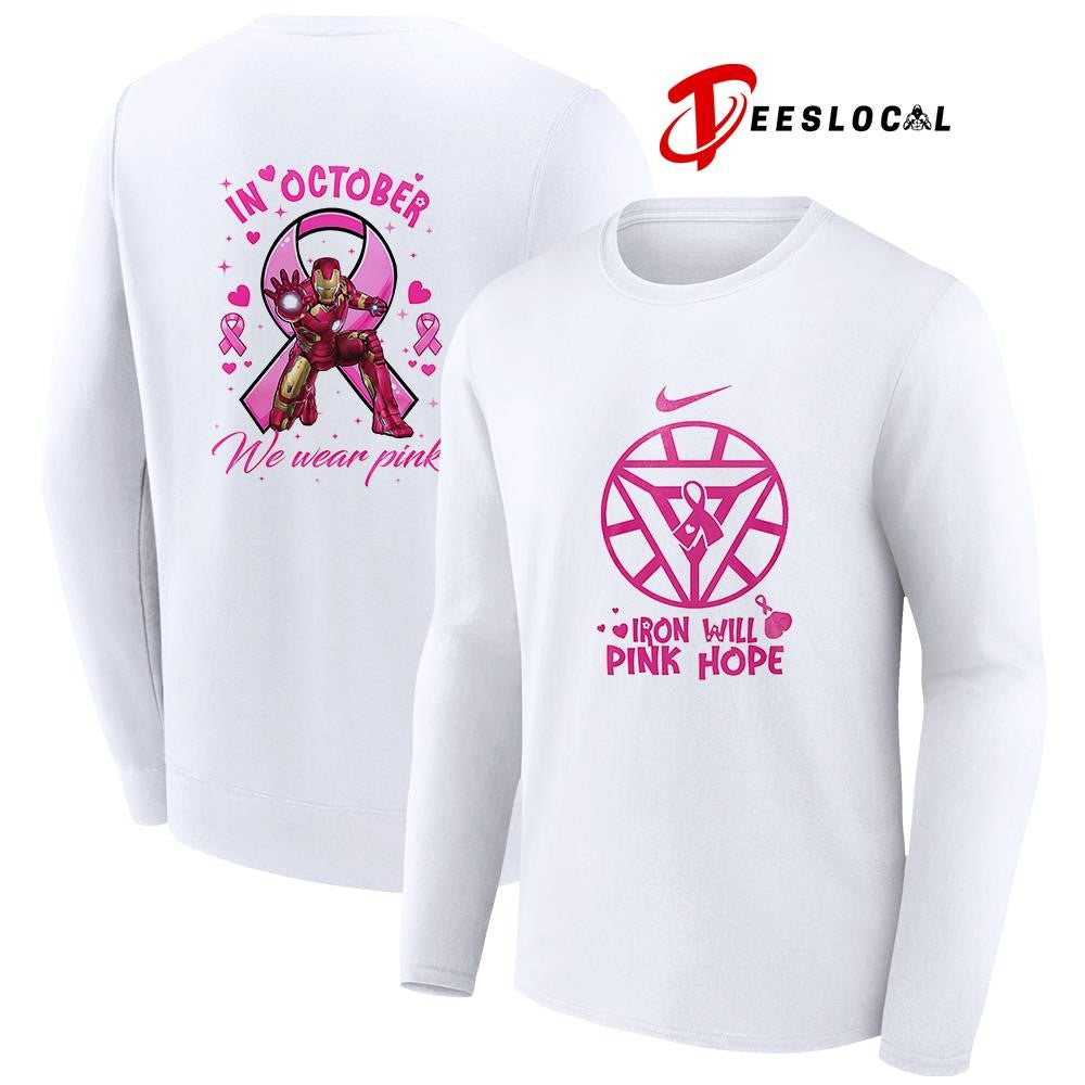 Iron Man will pink hope in october we wear pink logo shirt