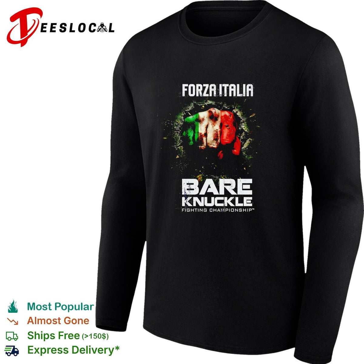 Italy fist flag bare knuckle fighting championship shirt