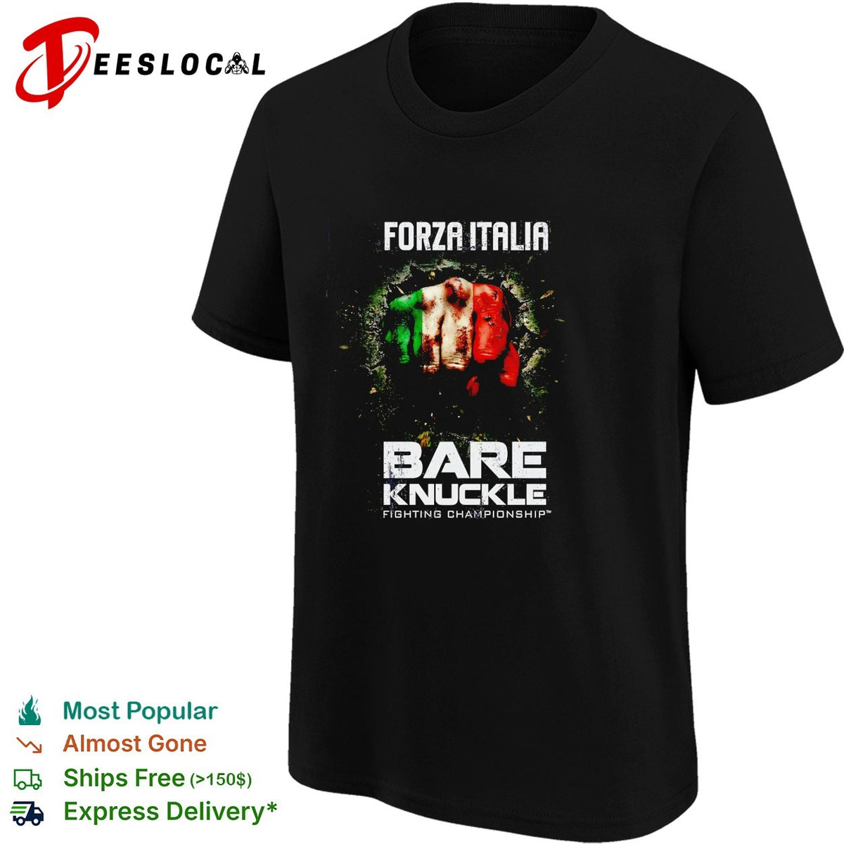 Italy fist flag bare knuckle fighting championship shirt