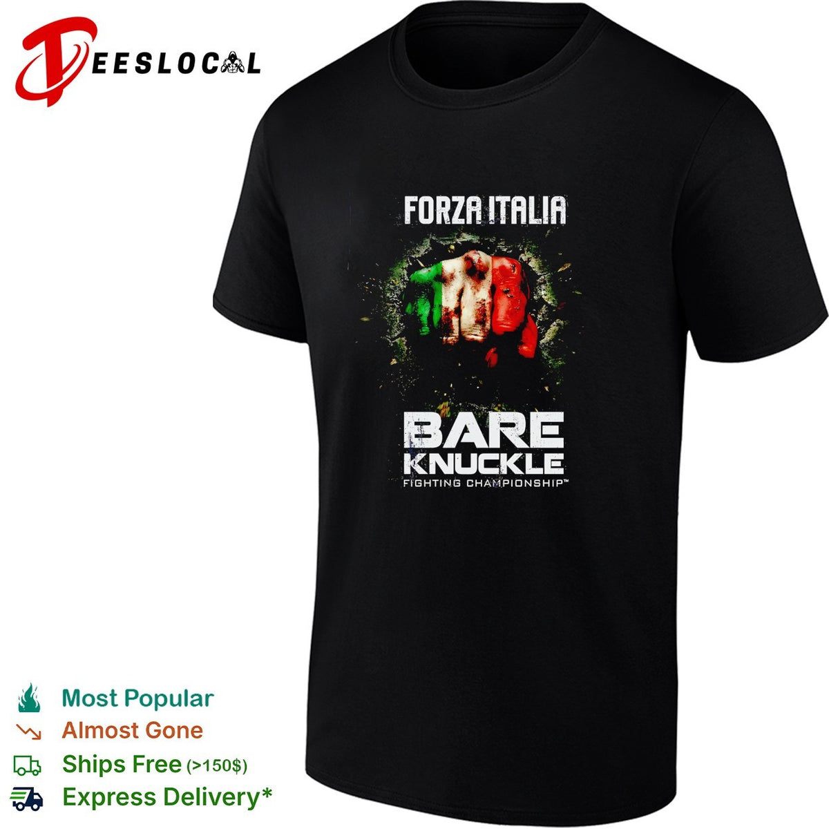 Italy fist flag bare knuckle fighting championship shirt