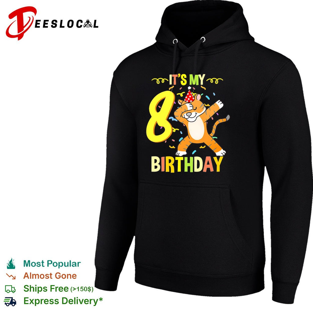 It’s my 8th birthday dabbing tiger confetti celebration art shirt