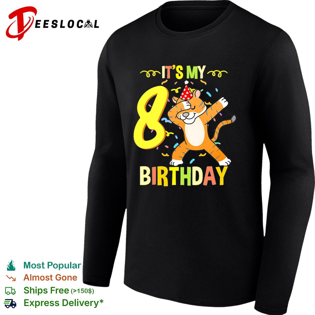 It’s my 8th birthday dabbing tiger confetti celebration art shirt