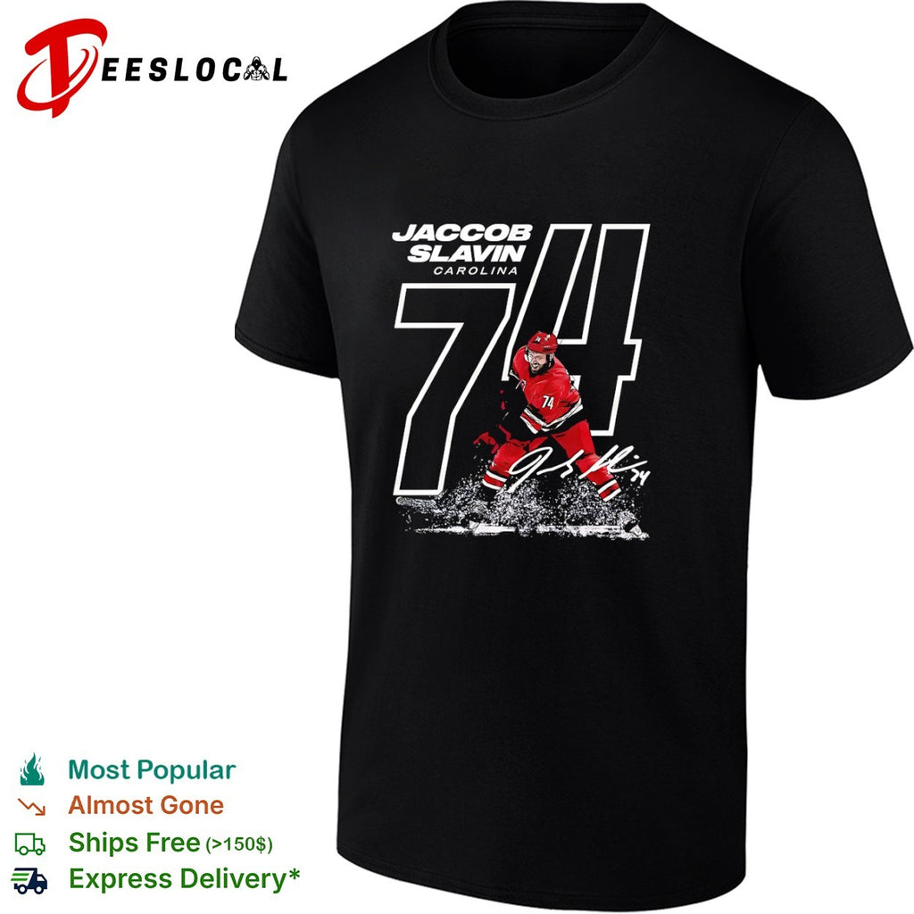 Jaccob Slavin Carolina Hurricanes NHL 74 Signature shirt