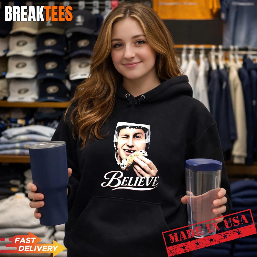 Jack Hughes big head Believe Philadelphia Flyers NHL T-Shirt