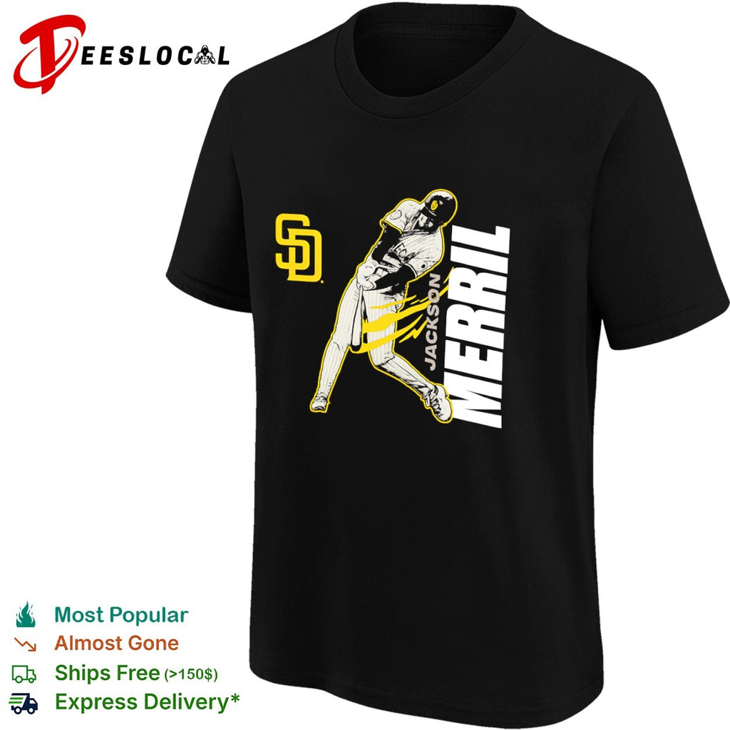 Jackson Merrill San Diego Padres SD swinging shirt
