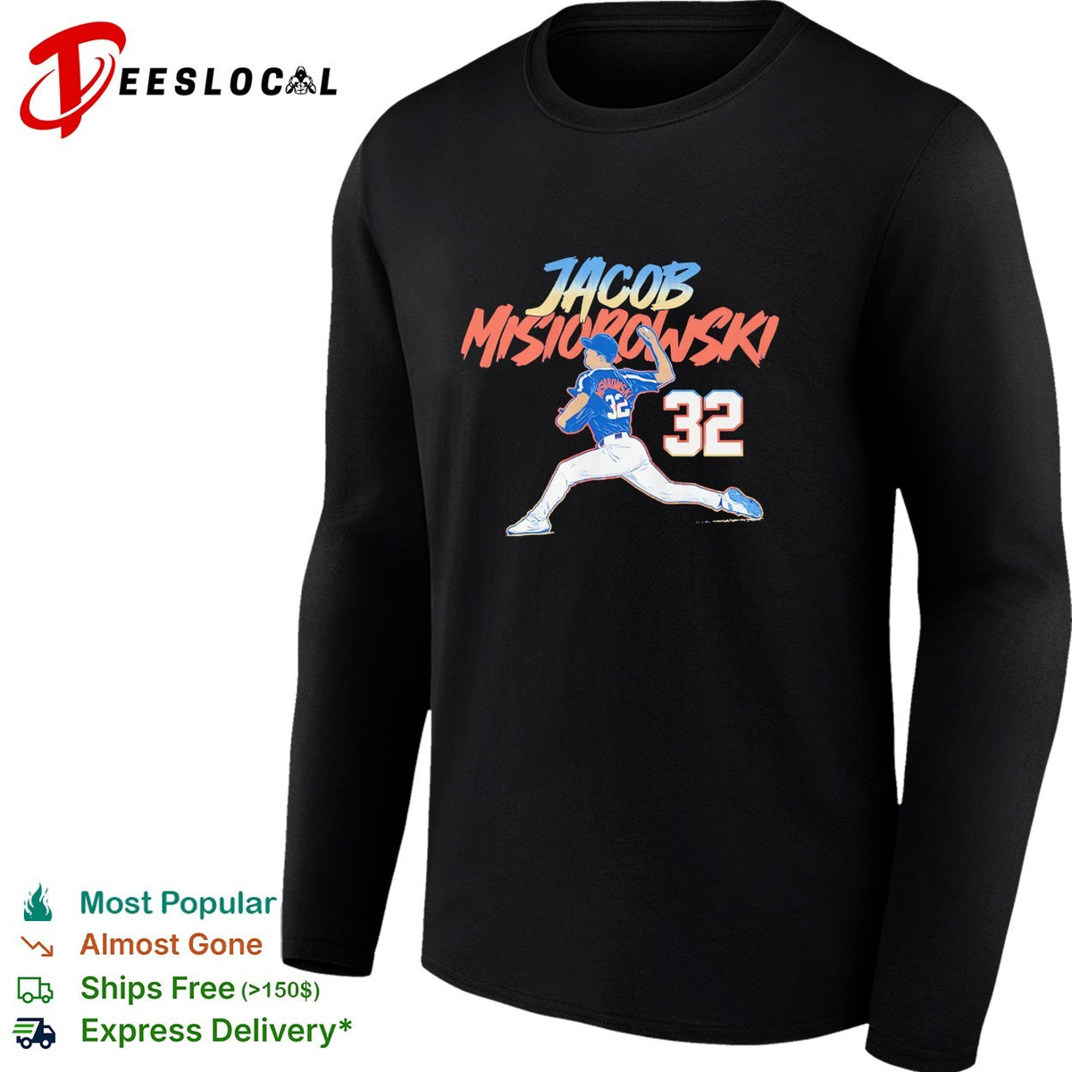 Jacob Misiorowski Milwaukee Brewers number 32 pitching pose real MLB player shirt