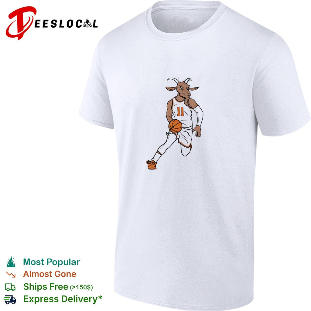 Jalen Brunson 11 GOAT head Knicks jersey dribbling basketball illustration shirt