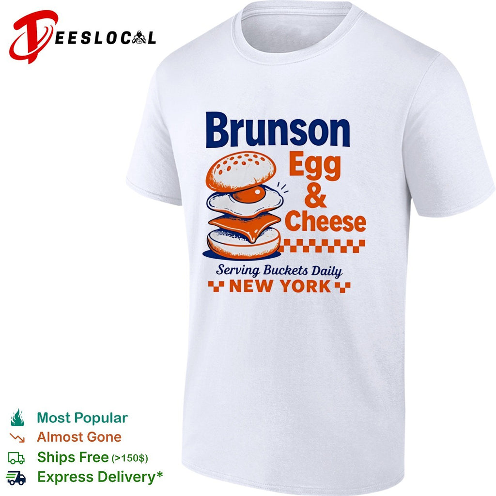Jalen Brunson Egg and Cheese Serving Buckets Daily Vintage Basketball shirt