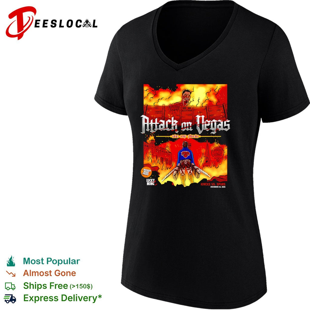 Jalen Brunson Victor Wembanyama Knicks Spurs NBA Cup Finals Attack on Vegas shirt
