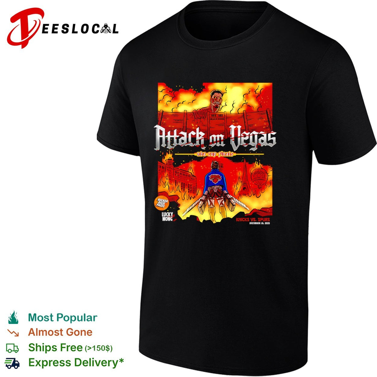 Jalen Brunson Victor Wembanyama Knicks Spurs NBA Cup Finals Attack on Vegas shirt