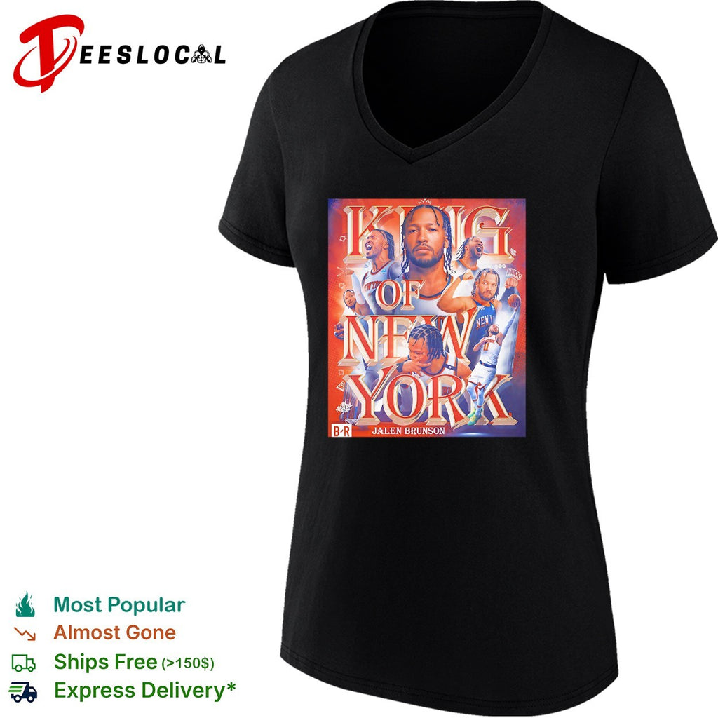 Jalen Brunson king of New York bold basketball poster portrait collage art shirt