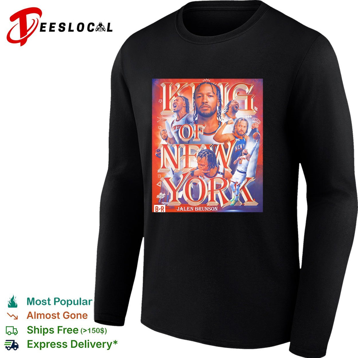 Jalen Brunson king of New York bold basketball poster portrait collage art shirt