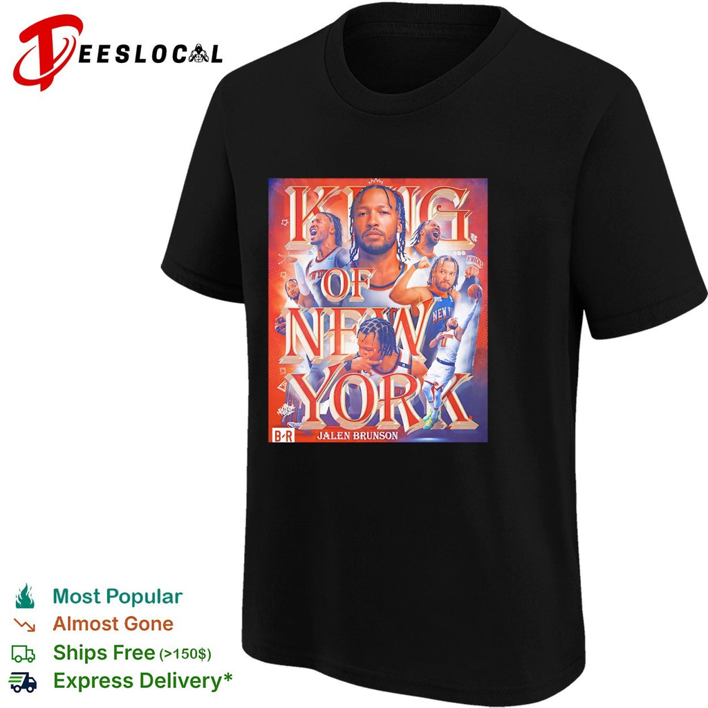 Jalen Brunson king of New York bold basketball poster portrait collage art shirt