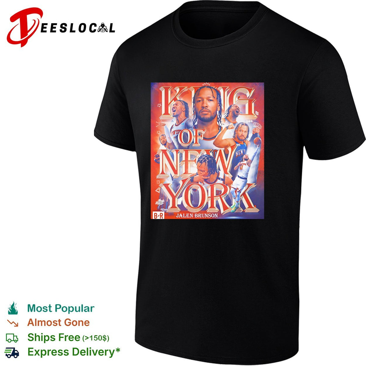 Jalen Brunson king of New York bold basketball poster portrait collage art shirt
