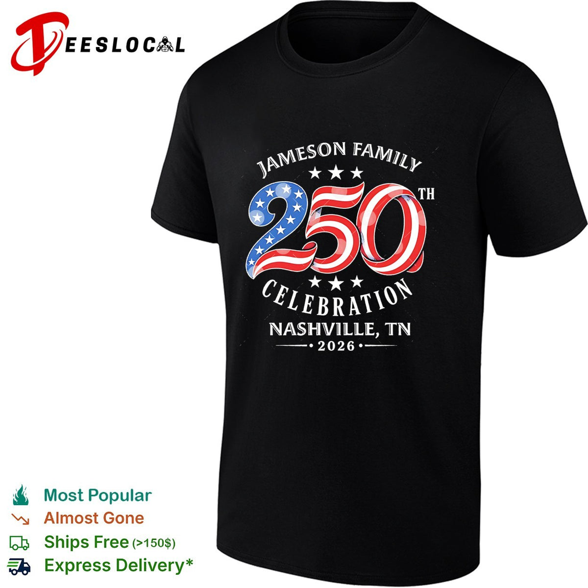Jameson family 250th celebration Nashville TN 2026 patriotic shirt
