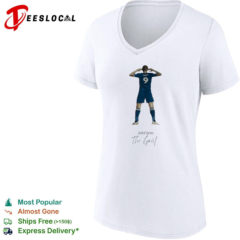 Jamie Vardy Leicester City Premier League 500 200 the goat shirt