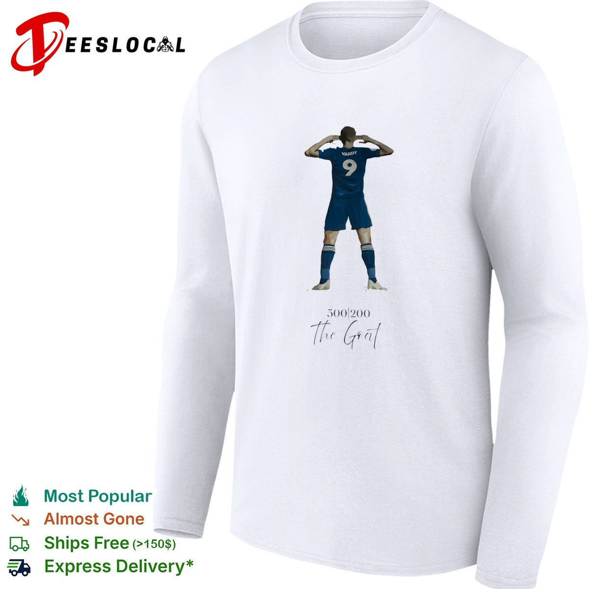 Jamie Vardy Leicester City Premier League 500 200 the goat shirt
