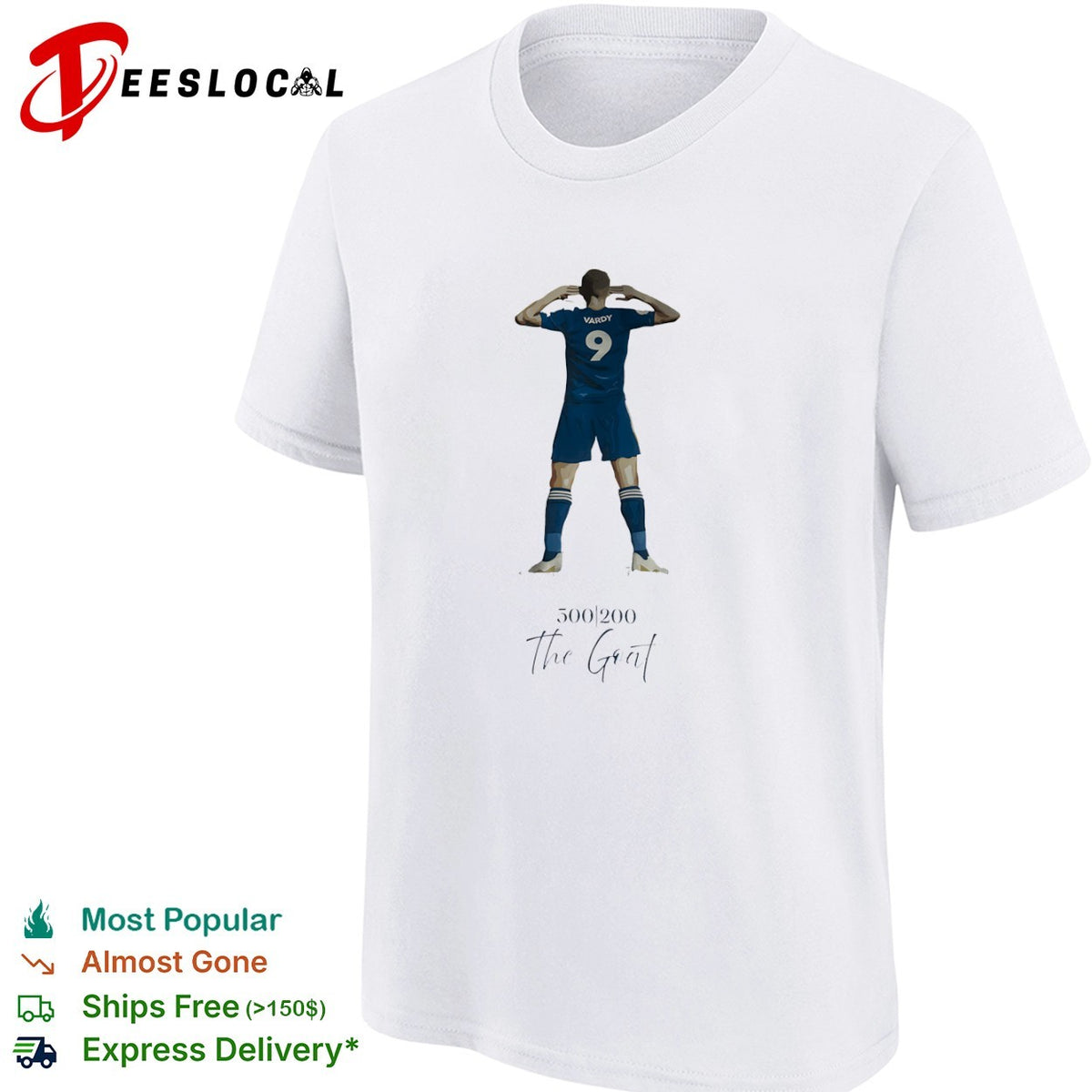 Jamie Vardy Leicester City Premier League 500 200 the goat shirt