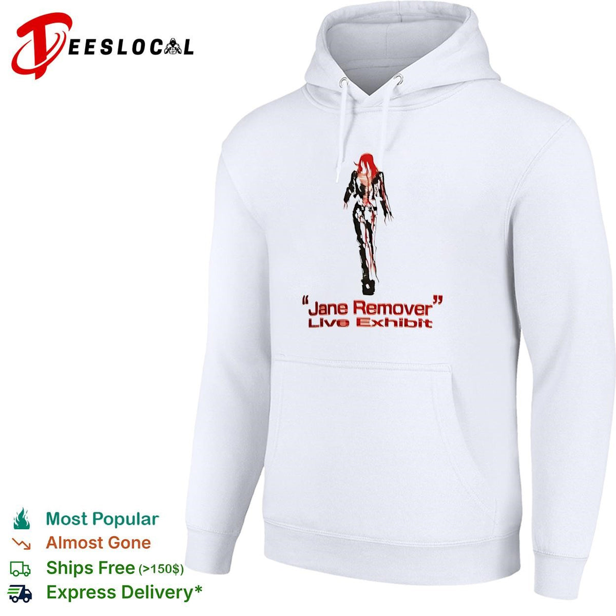 Jane Remover live exhibit red skeleton figure walking illustration poster shirt