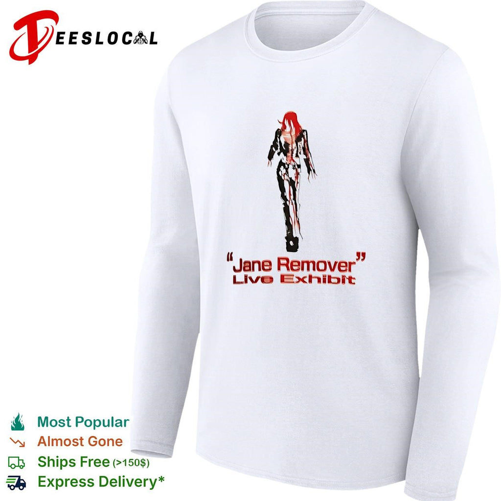 Jane Remover live exhibit red skeleton figure walking illustration poster shirt