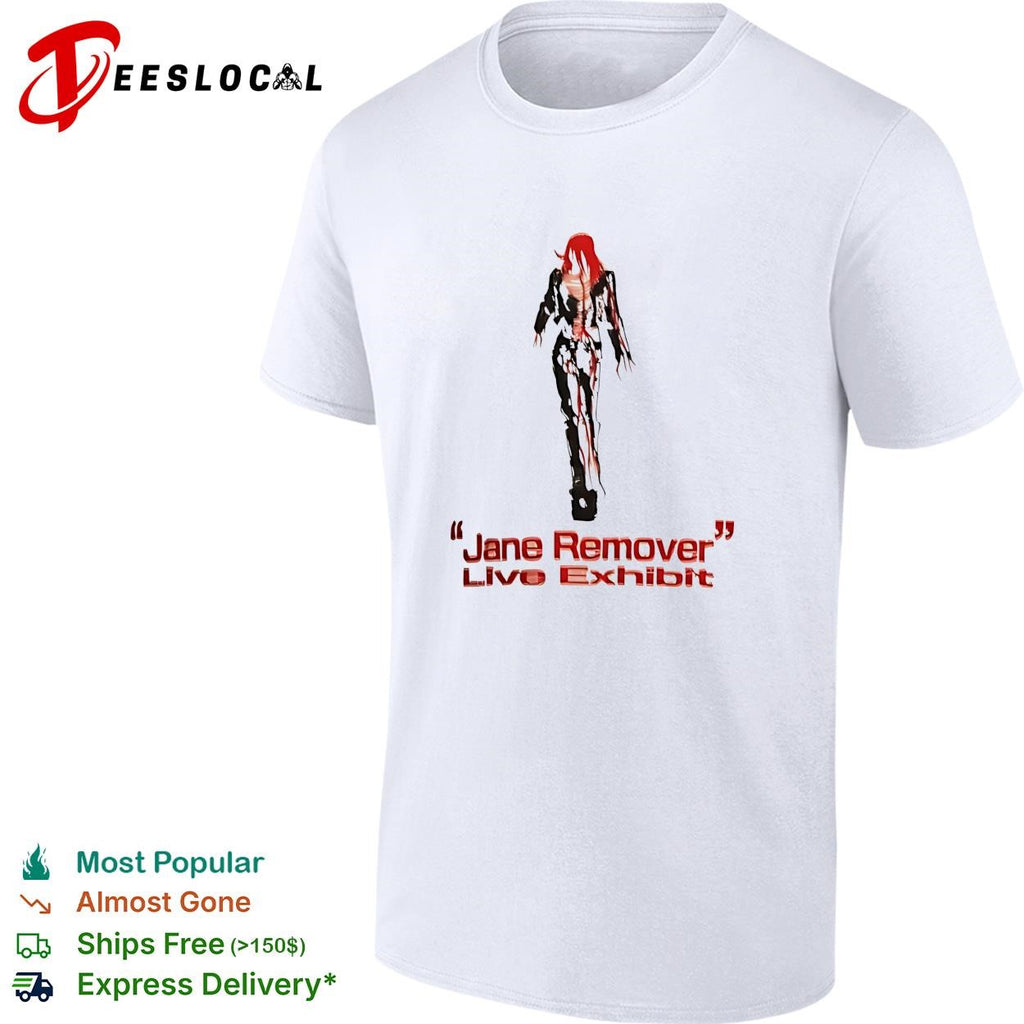 Jane Remover live exhibit red skeleton figure walking illustration poster shirt